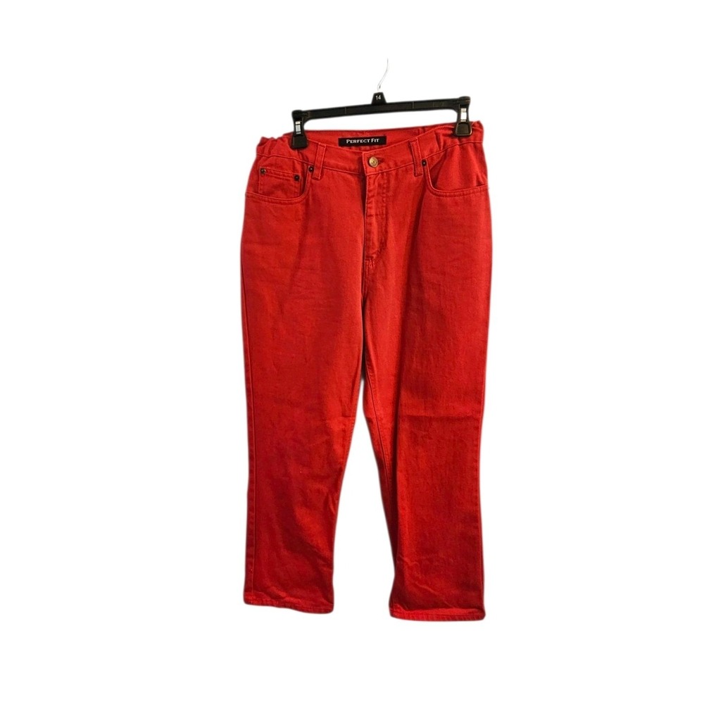 Vintage Bill Blass Easy Fit Mom Jeans Size 8 Red High Rise Straight Leg‎ 30W